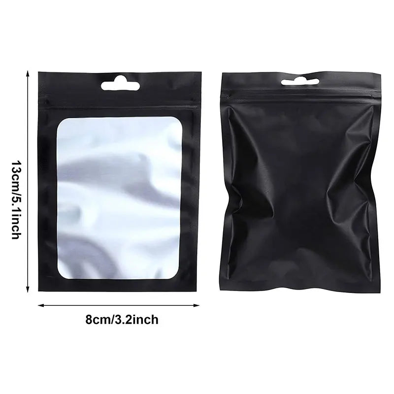 50pcs Black Foil Bags Mylar Zipper