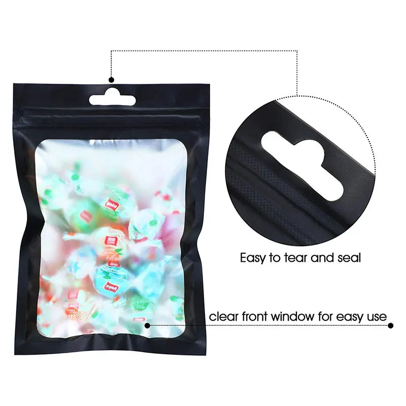 50pcs Black Foil Bags Mylar Zipper