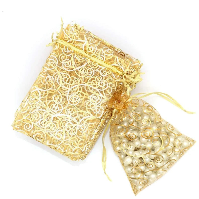 Organza Gift Bags 100Pcs Gold
