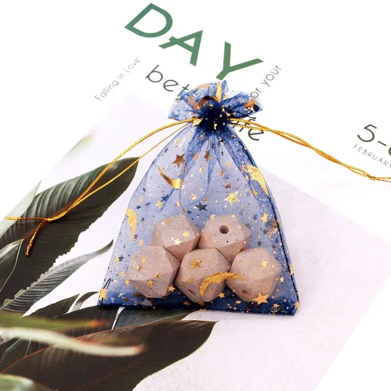 50pcs/lot Star Moon Organza Jewelry Bags