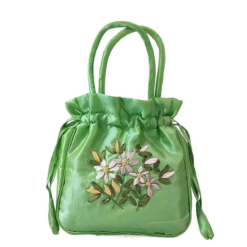 Satin Silk Drawstrings Bag Leaf Mommy Bag