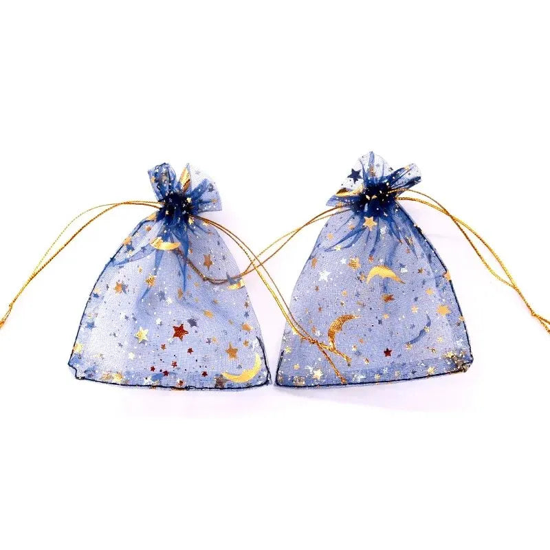 50pcs/lot Star Moon Organza Jewelry Bags