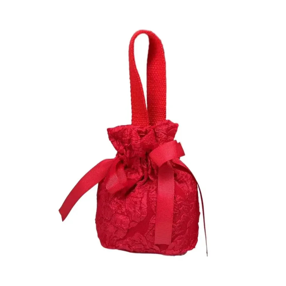 Christmas Gift Bags Canvas Flower Drawstring P