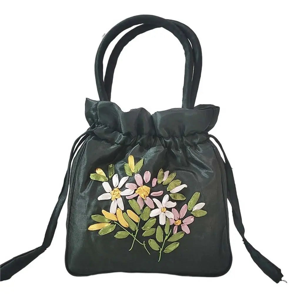 Satin Silk Drawstrings Bag Leaf Mommy Bag
