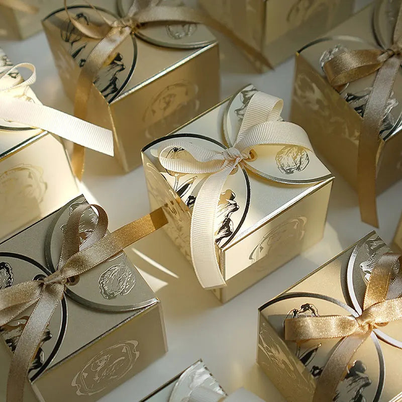 10-400pcs Luxury Golden Paper Gift Box