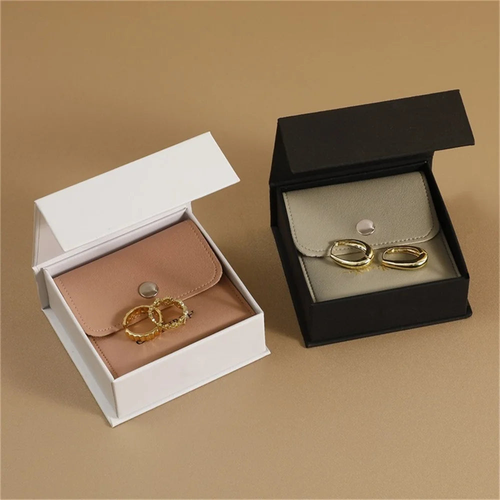 Pu Leahter Packaging Bag Set  Flip-Top Paper Jewelry Box