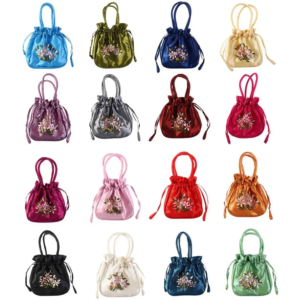 Satin Silk Drawstrings Bag Leaf Mommy Bag