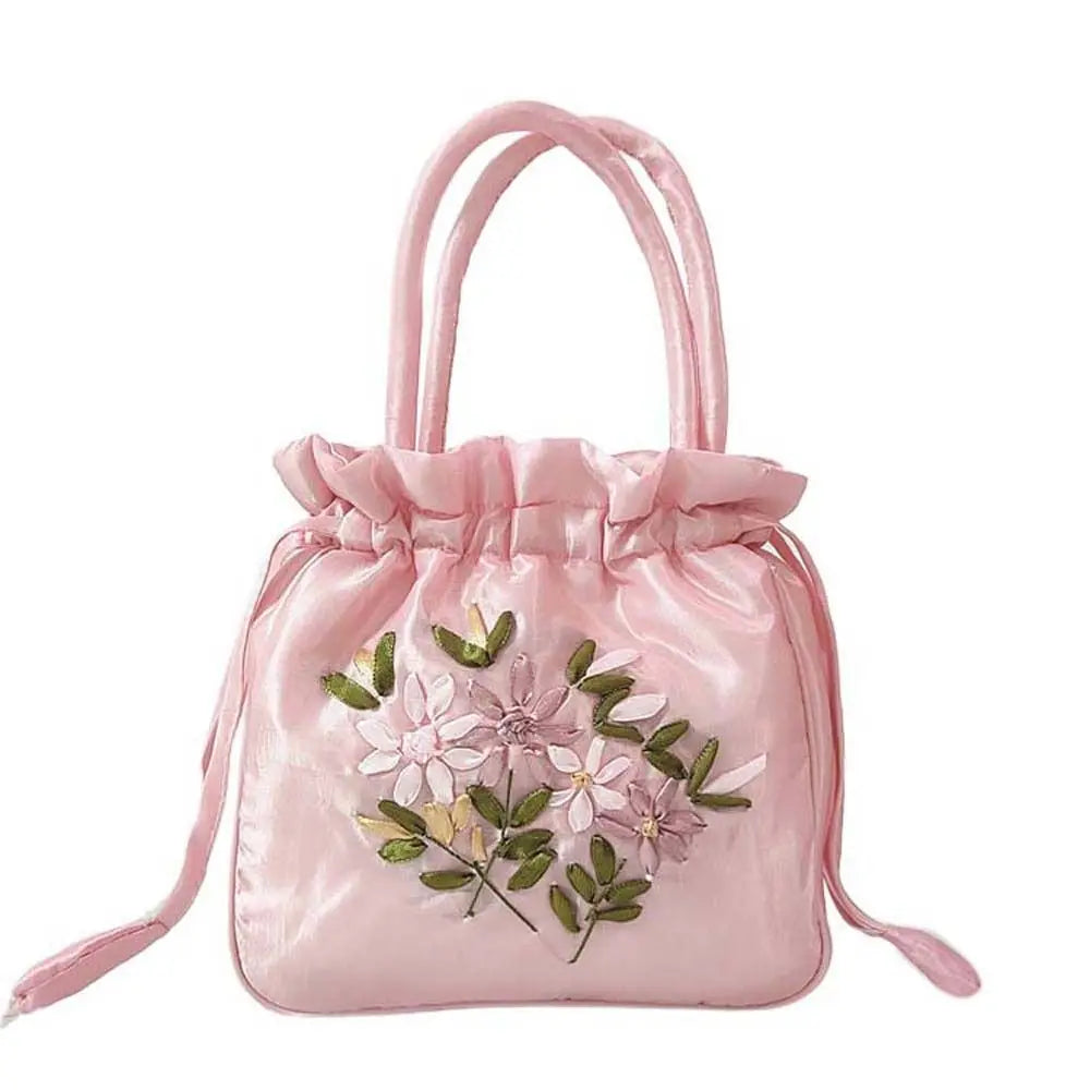 Satin Silk Drawstrings Bag Leaf Mommy Bag