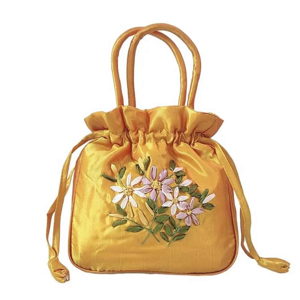 Satin Silk Drawstrings Bag Leaf Mommy Bag