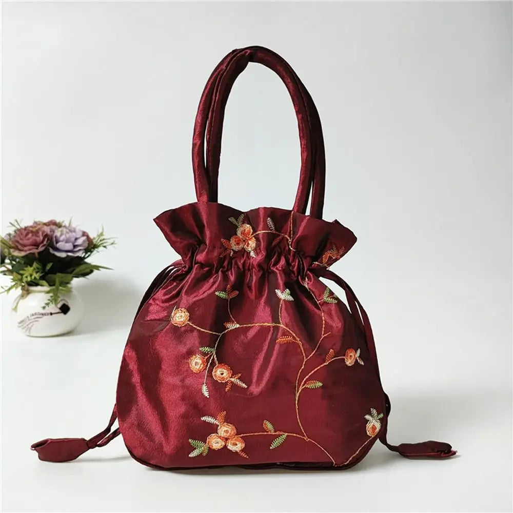 Cosmetic Bag Casual Money Bags Embroidery Small Storage Bags Hanfu Drawstrings Bags Jewerly Packing Bag Women Flower Handbags