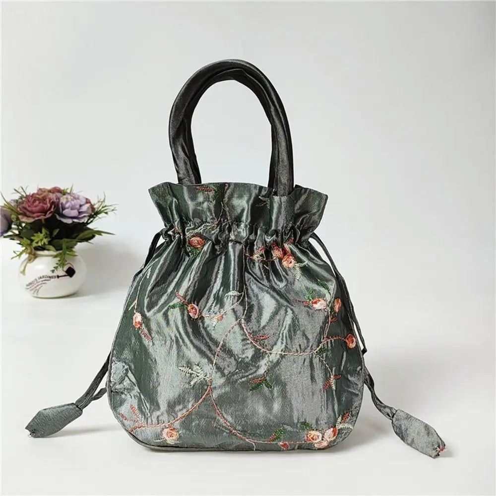 Cosmetic Bag Casual Money Bags Embroidery Small Storage Bags Hanfu Drawstrings Bags Jewerly Packing Bag Women Flower Handbags