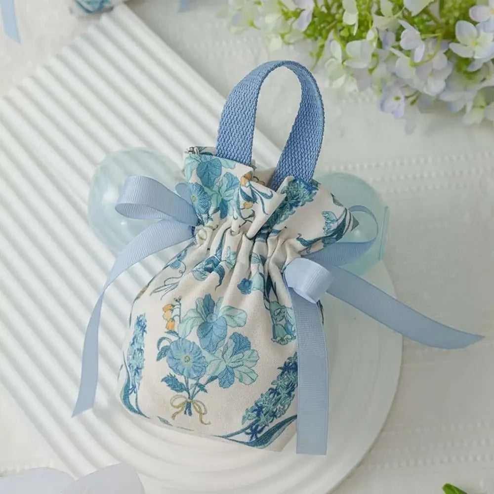 Christmas Gift Bags Canvas Flower Drawstring P