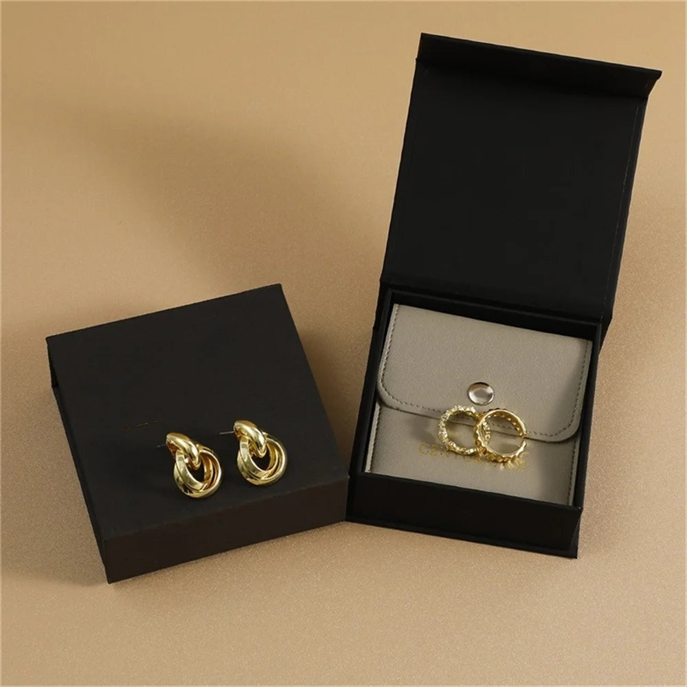 Pu Leahter Packaging Bag Set  Flip-Top Paper Jewelry Box