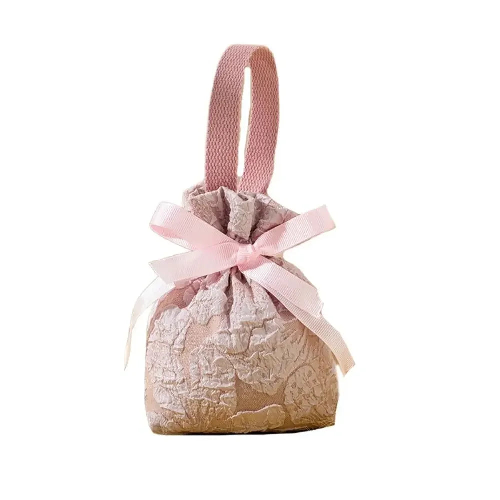 Christmas Gift Bags Canvas Flower Drawstring P