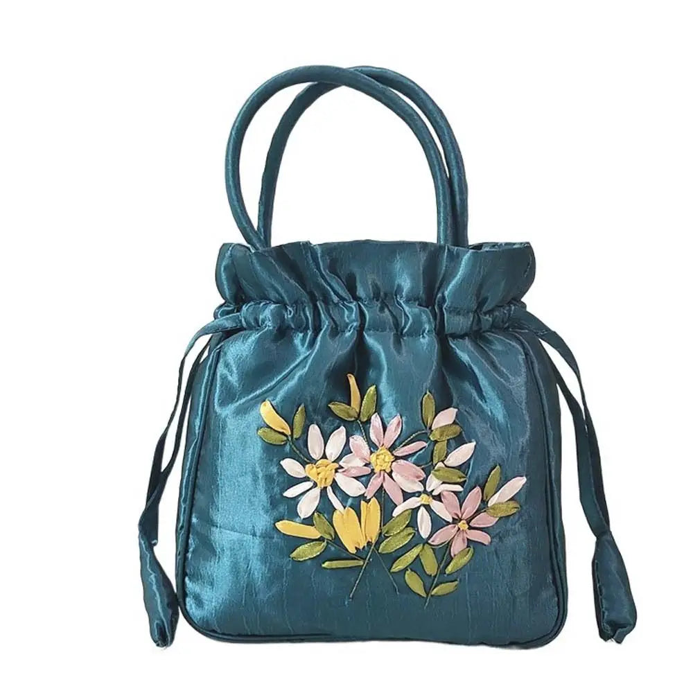Satin Silk Drawstrings Bag Leaf Mommy Bag