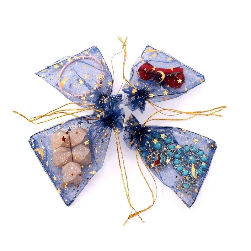 50pcs/lot Star Moon Organza Jewelry Bags