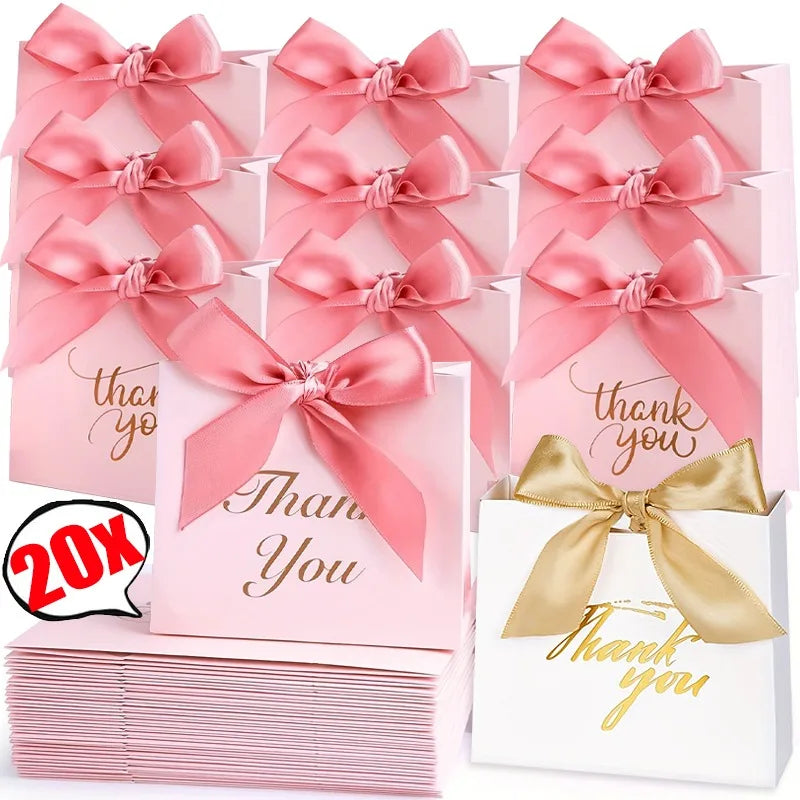 20/5x Thank You Gift Bag with Bow Ribbon