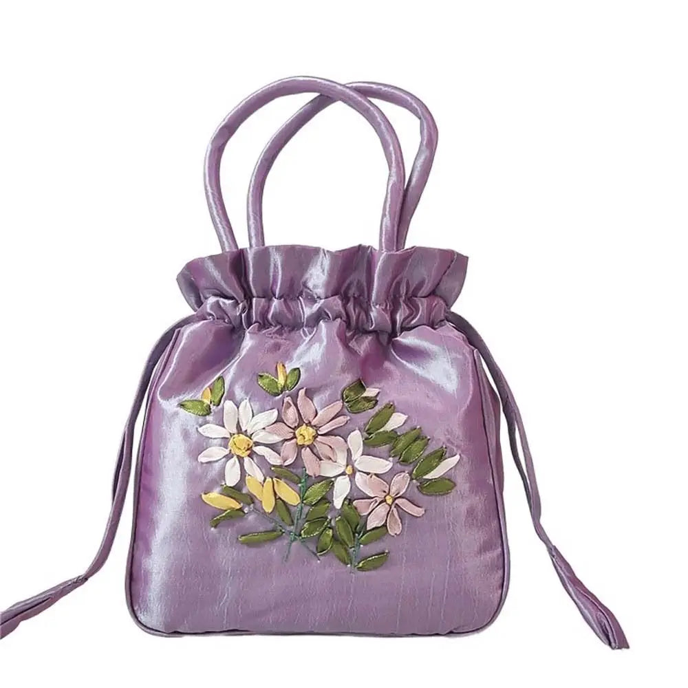 Satin Silk Drawstrings Bag Leaf Mommy Bag