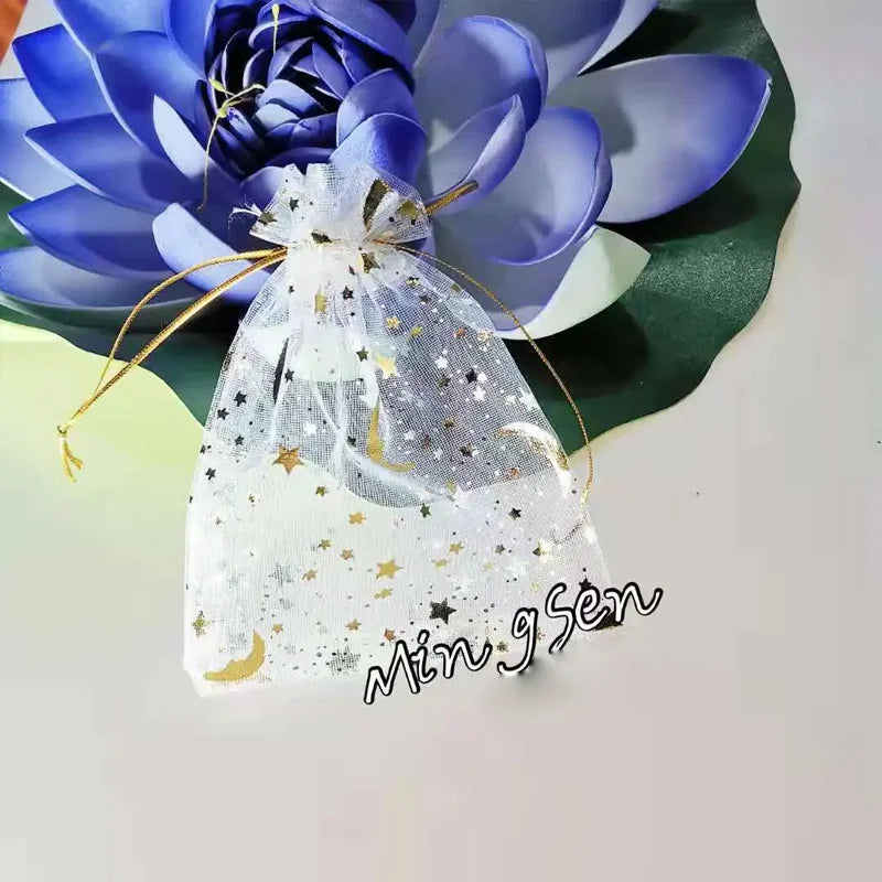 50pcs/lot Star Moon Organza Jewelry Bags
