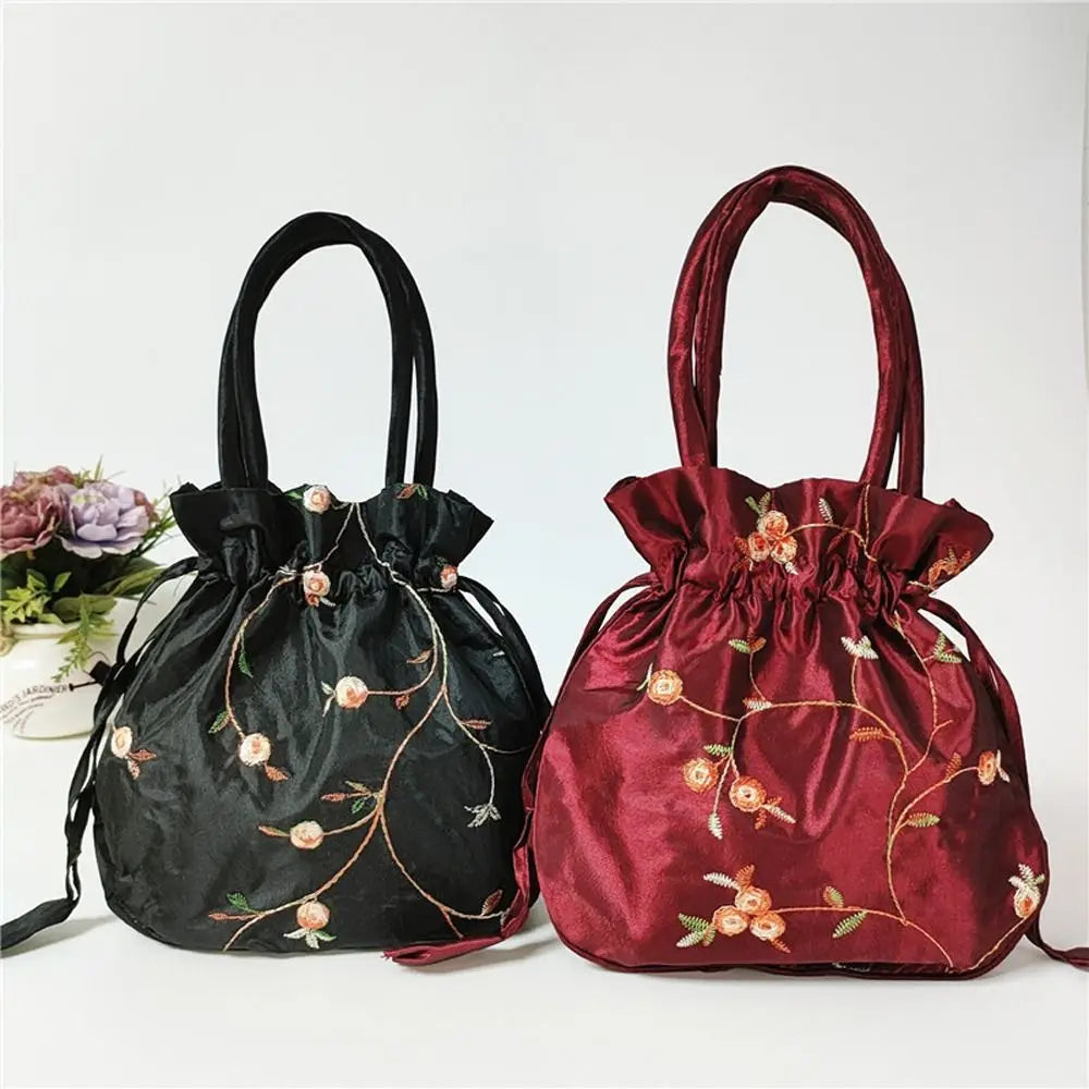 Cosmetic Bag Casual Money Bags Embroidery Small Storage Bags Hanfu Drawstrings Bags Jewerly Packing Bag Women Flower Handbags