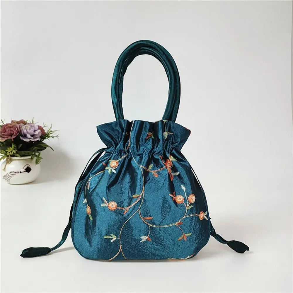 Cosmetic Bag Casual Money Bags Embroidery Small Storage Bags Hanfu Drawstrings Bags Jewerly Packing Bag Women Flower Handbags