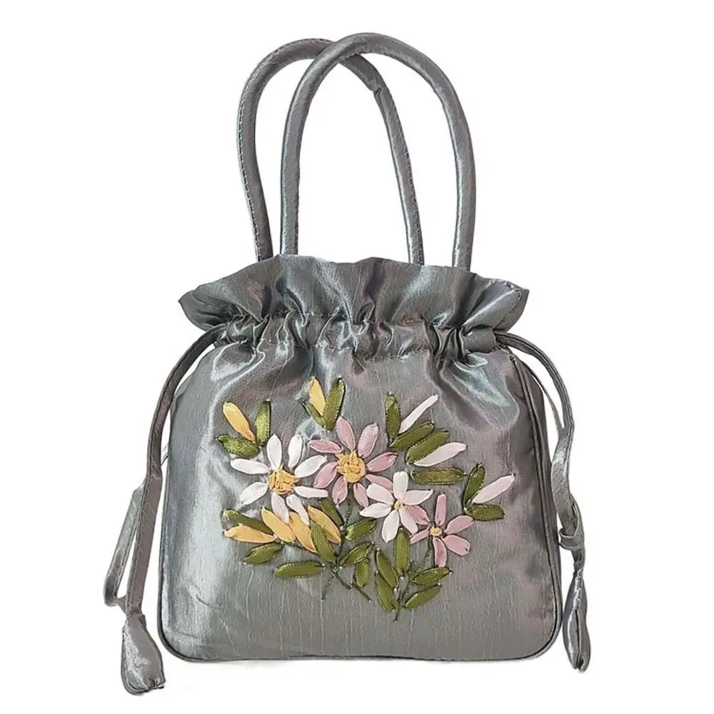 Satin Silk Drawstrings Bag Leaf Mommy Bag