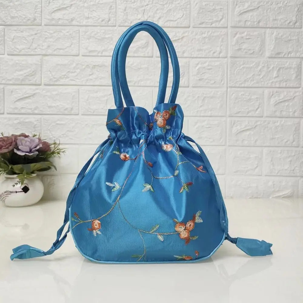 Cosmetic Bag Casual Money Bags Embroidery Small Storage Bags Hanfu Drawstrings Bags Jewerly Packing Bag Women Flower Handbags