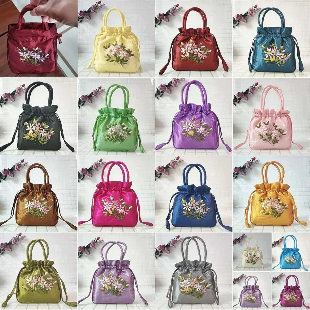 Satin Silk Drawstrings Bag Leaf Mommy Bag