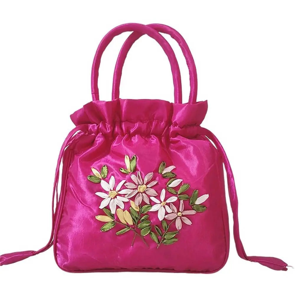 Satin Silk Drawstrings Bag Leaf Mommy Bag