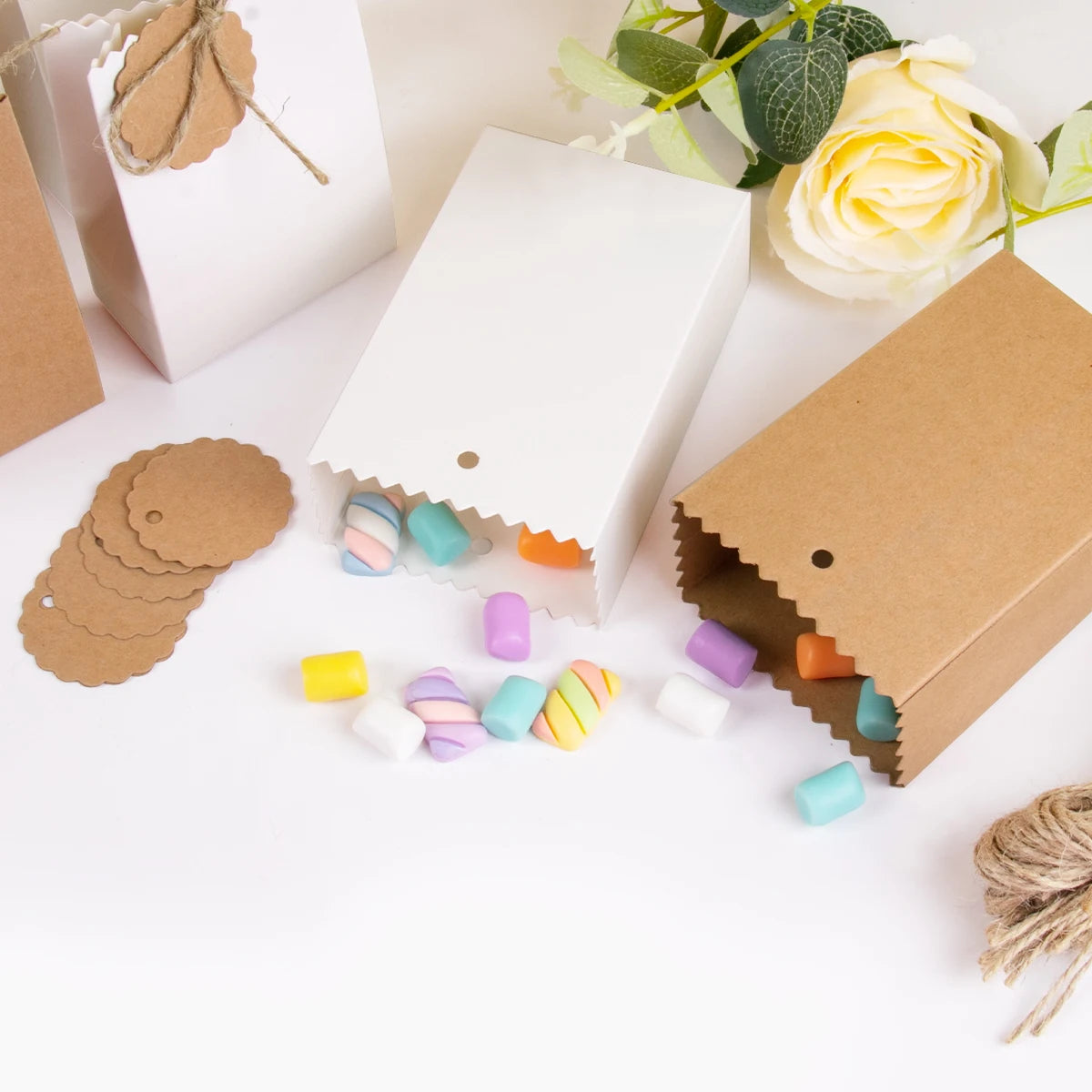 10-30pcs Retro Kraft Paper White & Brown