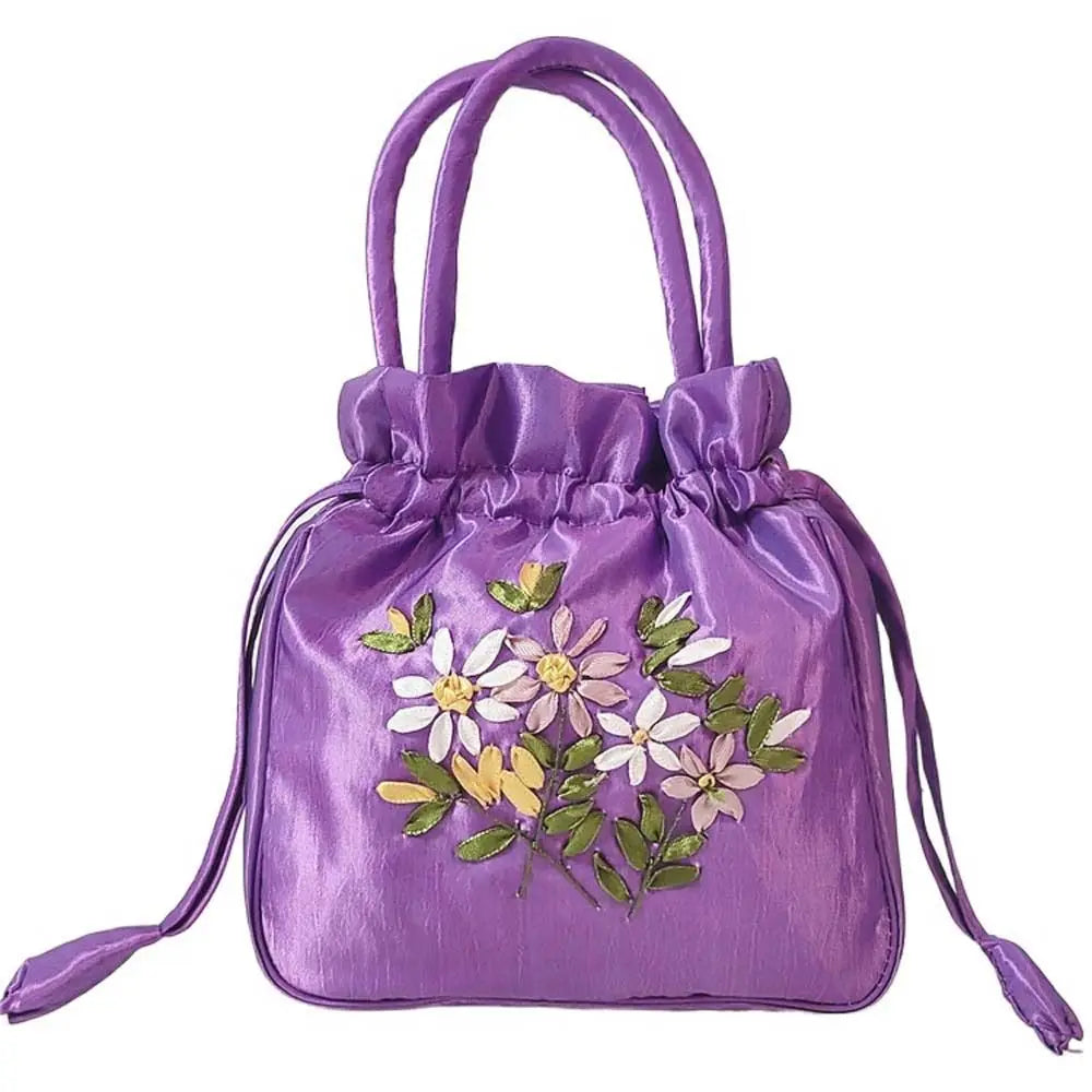 Satin Silk Drawstrings Bag Leaf Mommy Bag