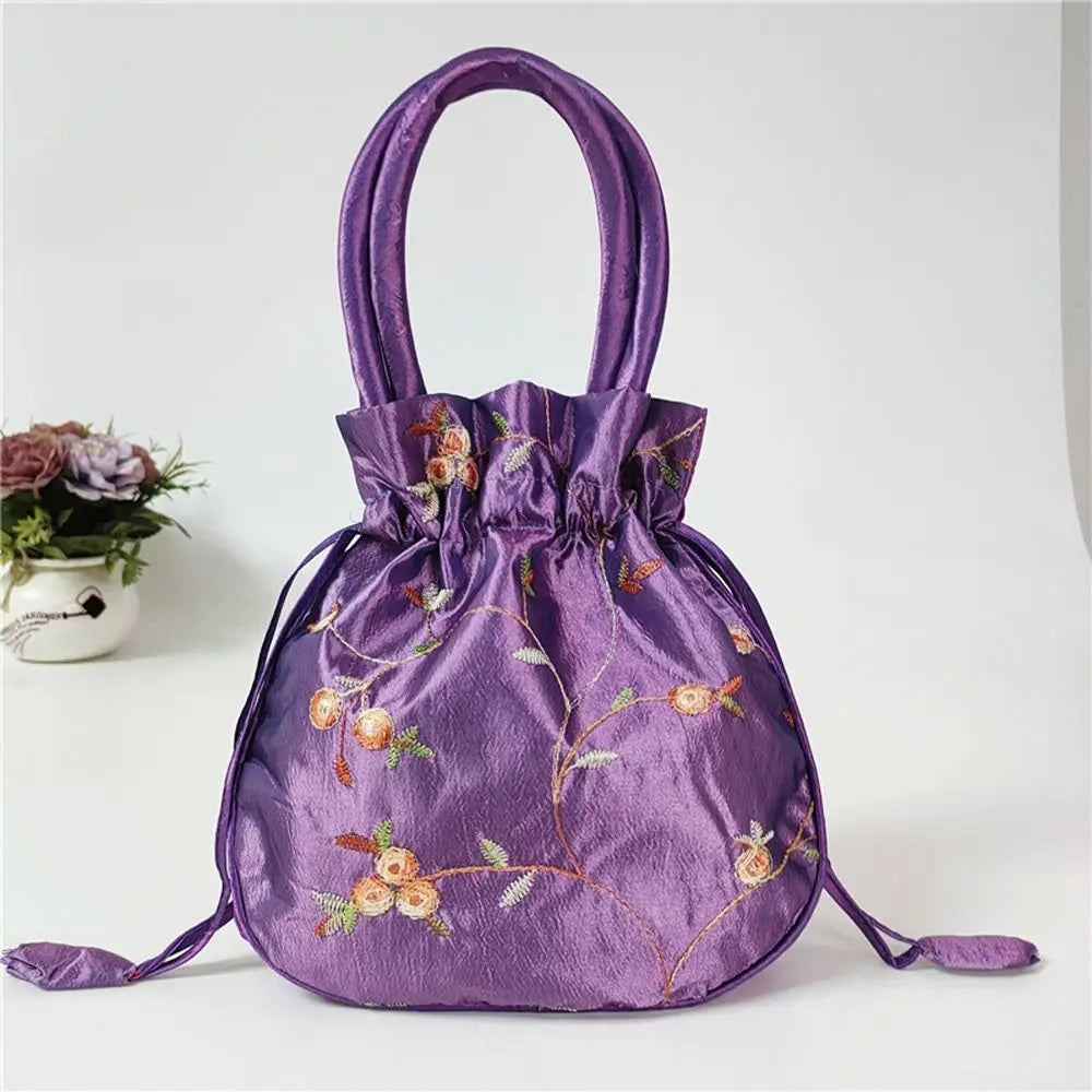 Cosmetic Bag Casual Money Bags Embroidery Small Storage Bags Hanfu Drawstrings Bags Jewerly Packing Bag Women Flower Handbags