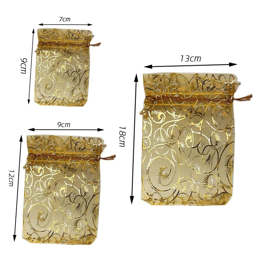 Organza Gift Bags 100Pcs Gold