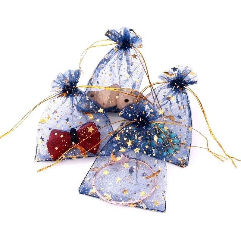 50pcs/lot Star Moon Organza Jewelry Bags