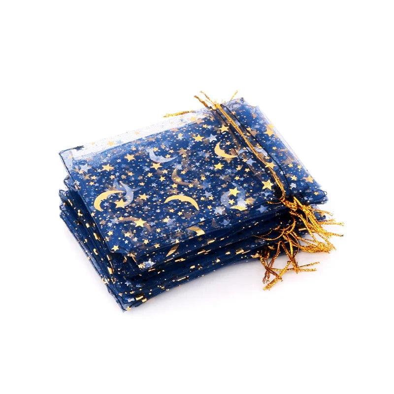 50pcs/lot Star Moon Organza Jewelry Bags