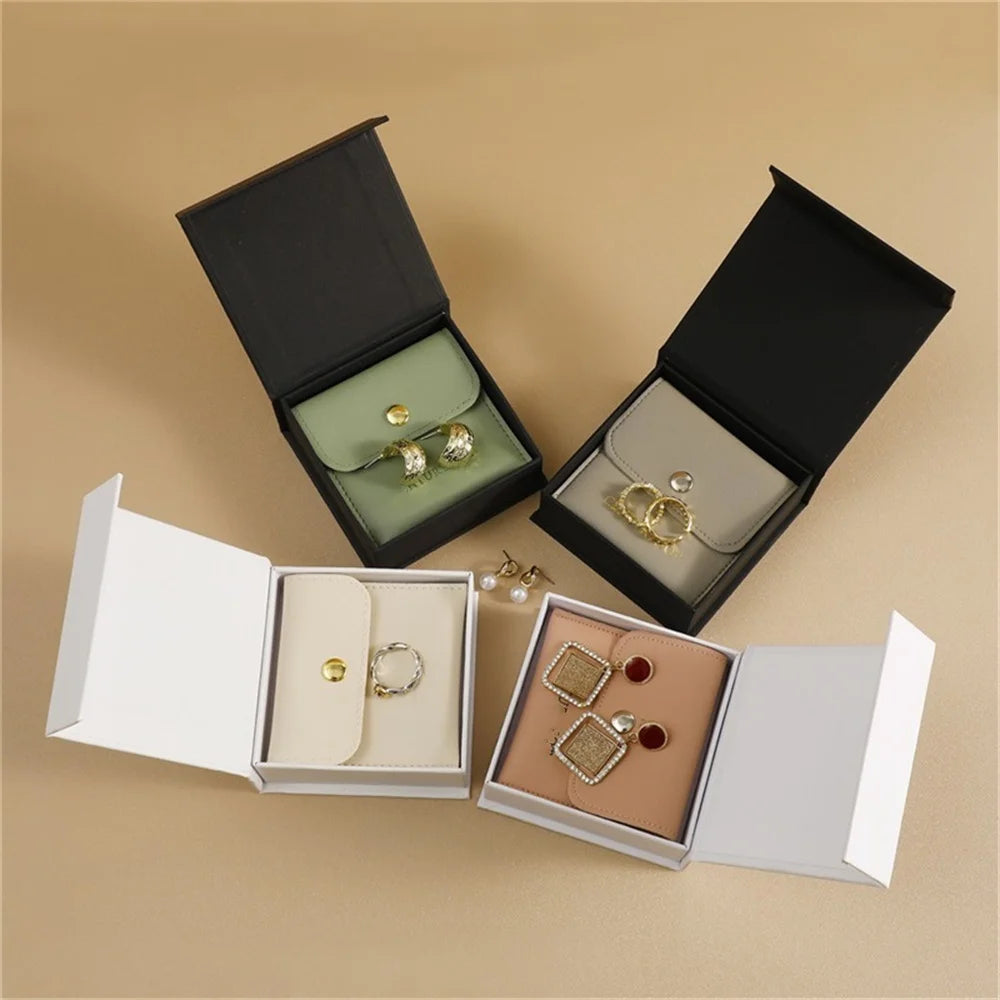 Pu Leahter Packaging Bag Set  Flip-Top Paper Jewelry Box