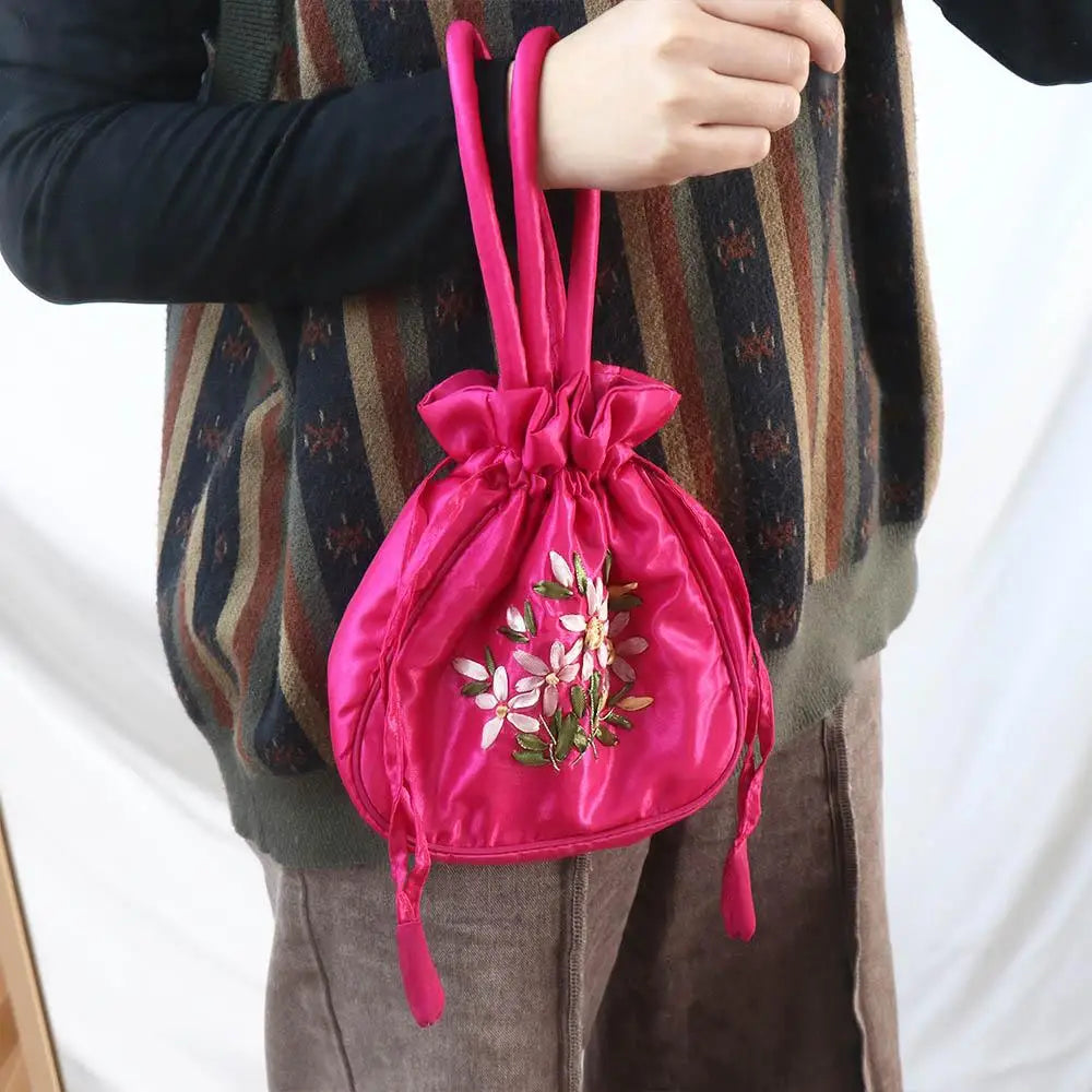Satin Silk Drawstrings Bag Leaf Mommy Bag